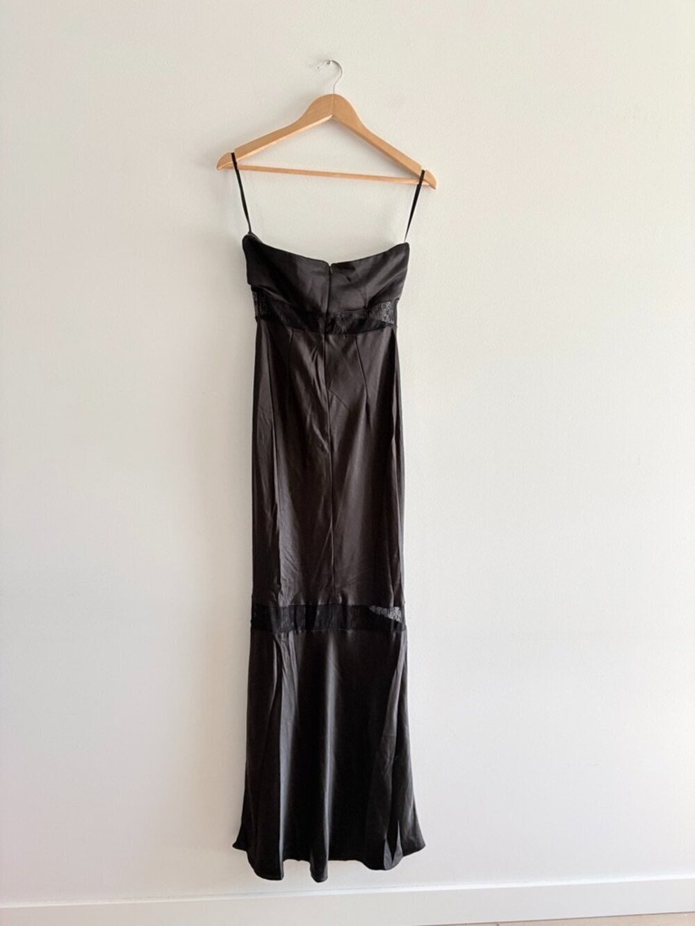 Runaway the Label Melrose Strapless Maxi Dress Satin Lace NWT Black Small / 4 - Picture 6 of 9